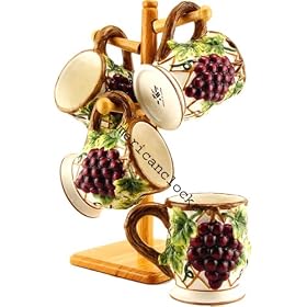 Click here to buy Grapes Tree Coffee Mug Set...Wooden spice rack and Slat n Pepper shakers also available! by Housewares.
