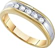 Stunning Mens 10k Two Tone Gold Diamond Wedding Ring " Size 10 "