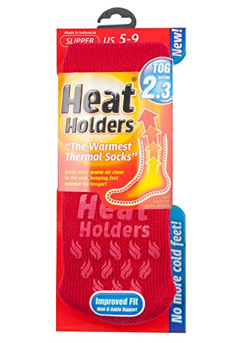 Heat Holders Womens/Ladies Extra Warm Thermal Slipper Socks (2.3 Tog) (US 6-10) (Red)