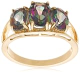 10k Yellow Gold Mystic Topaz 3-Stone Ring, Size 7 