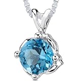 1.50 cts Round Shape Swiss Blue Topaz Pendant in Sterling Silver