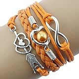 Doinshop New Infinity Chain Cuff Jewelry Antique Leather Charm Bracelet