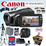 Canon HFM30 VIXIA HF M30 15x 8GB HD Dual Flash Memory Camcorder and 16GB Deluxe Accessory Bundle With Free Gift Package
