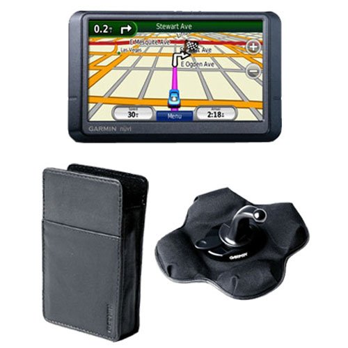 Garmin International N?vi 255W GPS with Leather Carrying Case and Portable Friction Mount Bundle (010-10823-01 BN)