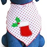 Red Stocking Christmas Holiday Dog Bandana Kerchief (Large)
