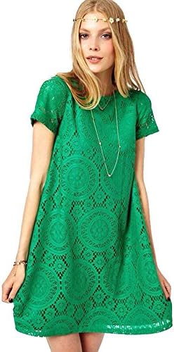 Meily Women Flower Lace Princess Dress (ASIA L, Green)