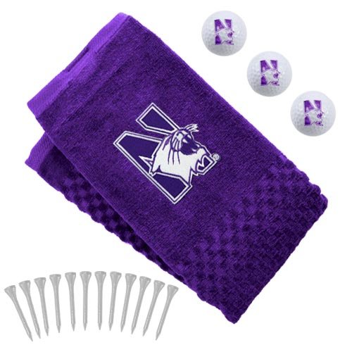 Northwestern Wildcats Embroidered Golf Towel, Golf Balls Tees Gift Set