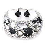 Big Eye Facet Stone Bib Necklace and Earrings Set Fashion Jewelry