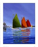 Cape Cod Sail by Sally Caldwell-Fisher. CANVAS WITH BRUSHSTROKES with 3/4 inch bars. 8.00 inches width by 10.03 inches height. Highest Quality Art Poster Print