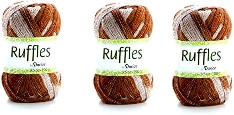 Ruffles Fancy Yarn Brown Scarf Making Ruffly Yarn (3 Pack)