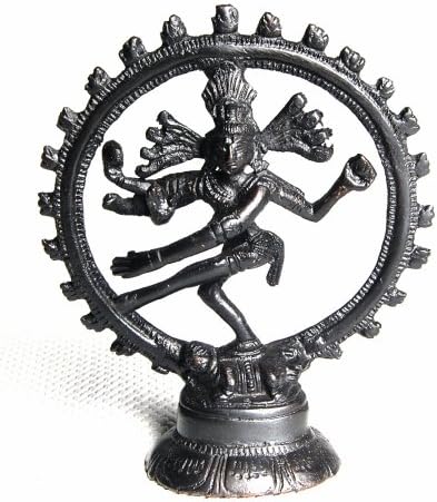 Dancing Shiva (Natraj) - Bronze/Antique Color Finish - 4" Brass Statue