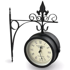 Relaxdays Wanduhr Bahnhofsuhr Paddington Station doppelseitig Metall