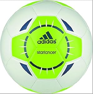 adidas Performance Starlancer IV Soccer Ball, White/Solar Green/Rich Blue, 3