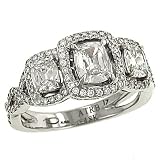 3 Cushion Cut (.98ct) & Twist Pave (.40ct) Diamond Rg
