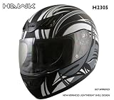 Advance HAWK Gray and white Tiger lines with Black Graphics Matte Full Face Motorcycle Helmet