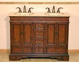 48 Bathroom Furniture Travertine Top Double Sink Vanity Cabinet 715T
