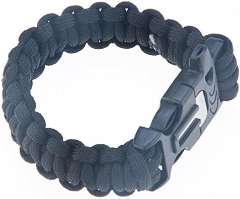 Paracord Bracelet With Fire Starter Military Specifications 7 Core Umbrella Rope Prepare, Outdoor Emergency Quick Release Survival Bracelet - Black