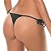 Sexy Women's Black Tie Sides T Back Bikini Thong Bottom