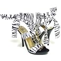 QUEB Leg Wrap Dress Heel Sandals Zebra