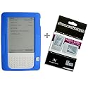 Blue Color Amazon Kindle 2 E-Book Reader Silicone Rubber Skin Case + Kindle2 Anti Scratch LCD Screen Protector