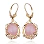 18k Yellow Gold Plated Sterling Silver Rose Quartz Diamond Accent Dangle Leverback Earrings