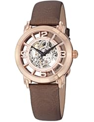 Stuhrling Original Womens 156.124T14 Lady Winchester Automatic Skeleton Satin Strap Brown Watch