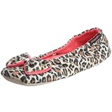 Isotoner Women's Animal Print Velour Big Bow Ballerina Slipper