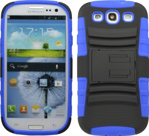 BLACK BLUE DEFENDER CASE BELT CLIP FOR SAMSUNG GALAXY S3 i9300 i535 L710 T999