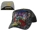 CHRISTIAN AUDIGIER Ed Hardy Unisex Mens Womens Trucker Hat Skull Roses Wings Logo Black
