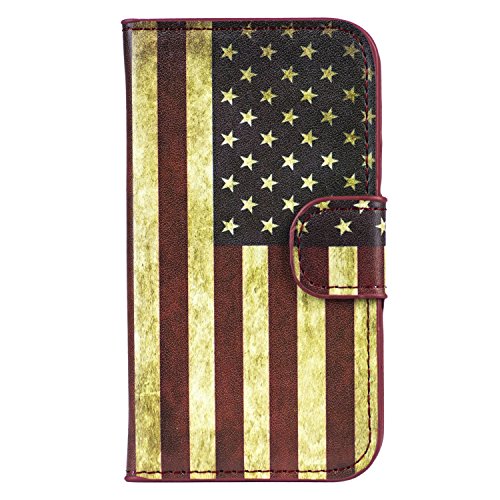 ZeWoo Folio PU Leather Case - N017 / Retro USA America Flag - for Alcatel One Touch Pop C9 Wallet Cover