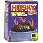 Husky 33-Gallon Drawstring Large Trash Bags - 60 Count HK33DS060BM