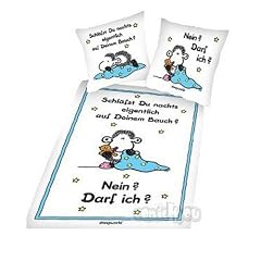 Herding, 447347050 Sheepworld Bettw�sche "Schl�fst du nachts eigentlich auf deinem Bauch ?" ( Linon ), 80/80 + 135/200 cm