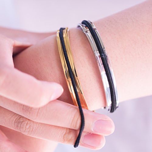 Molly Bands Hair Tie Bracelet Bangle Holder by MCollection 7" One Size (Glistening Silver)