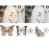 4 Sheets Waterproof Temporary Tattoos Non-Tox Body Art Tattoo Sticker, Butterfly