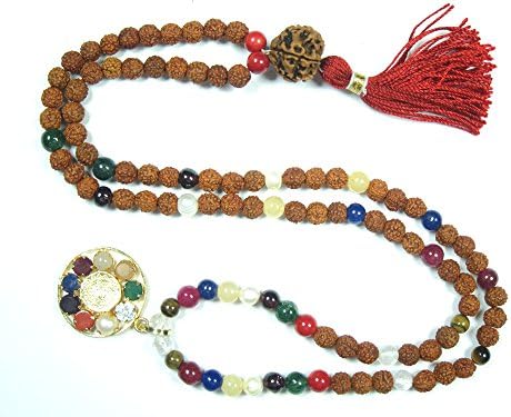 Yoga Gift Idea- Rudraksha Navgraha Rosary Mala Prayer Bead Meditation Necklace Bracelet
