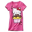 Girls` Hello Kitty Pink Short-Sleeve Cupcake Graphic Tee