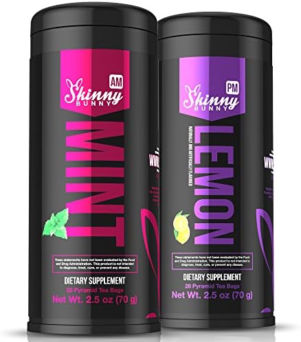 Skinny Bunny Tea Weight Loss &amp; Detox Bundle: Manage Weight, Support Immune System, Healthy Cleanse &amp; Promote Health with Antioxidants (Mint Tea AM + Lemon Tea PM - 28 Day Supply)