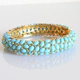 Kenneth Jay Lane | Gold Light Turquoise Cabachons Thin Bracelet