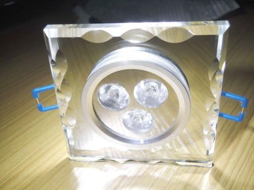 LENBO 110V Square Crystal LED Ceiling Lamp Cold White 3x3W 9W High Power Downlight AC85-AC265 560LM 30 View Angle LR7