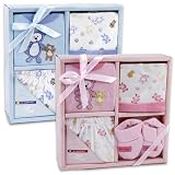 Baby Layette Gift Set – 4 piece w/ bodysuit, pants, cap & Booties (Blue) 51eZs1xv6ML. SL160 BABY Antique Rose Four Piece Set with booties and hat