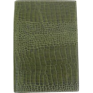 Olive Green Cavallini Gigante Embossed Leather Journal