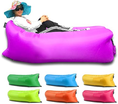 Qmagic  Inflatable Lounger Air Mattresses Quick Open Hangout as Lounge Chair Bean Bag Air Hammock Sofa Couch Air Bag Outdoor Camping Hiking Bed Portable Lazy Sofa(Purple)