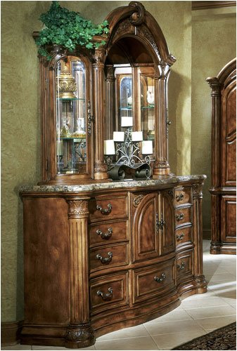 AICO 53050-24 / 53061-24 Monte Carlo Dresser and Mirror Set in Classic Pecan