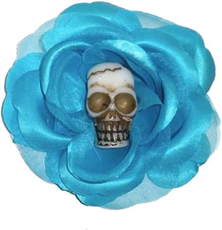 Viva Dulce Marina Skull Rose Hair Clip Turquoise