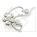 S925 Rhinestone Sterling Silver Feather Bail Slide Pendant Clasp Connector / Findings / Bright