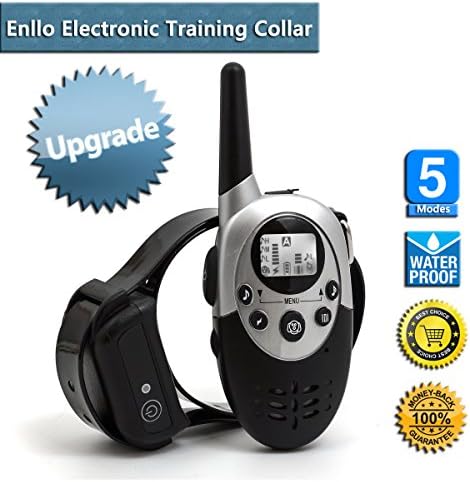 Electronic Dog Training Collar Wireless Remote Control Rechargeable Water-Resistant Anti Bark Collar with Range up to 1000M.Adjustable Shock,Vibration,Sound Stimulations,flash of light and Sleep
