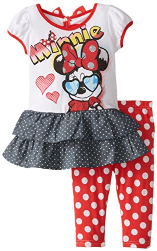 Disney Girls' Minnie Mouse Two-Piece Set in Polka Dot Motif