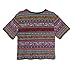 Aurora Women's Tops Vintage Totem T shirt Tribal Short Sleeve Crop casual Size L DT72