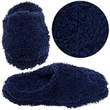 Navy Fuzzy Clog Slippers for Women