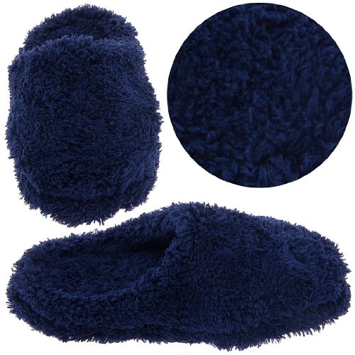 Navy Fuzzy Clog Slippers for Women